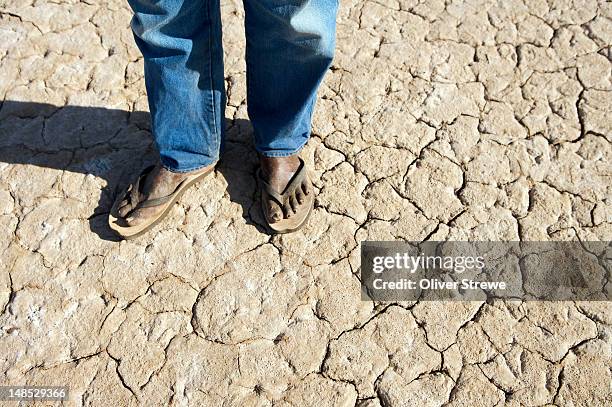 feet standing on parched landscape. - kimberley plain stock pictures, royalty-free photos & images