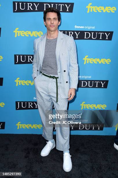 James Marsden attends Amazon Freevee's "Jury Duty" Finale Celebration at Jimmy Buffett’s Margaritaville on April 25, 2023 in Universal City,...
