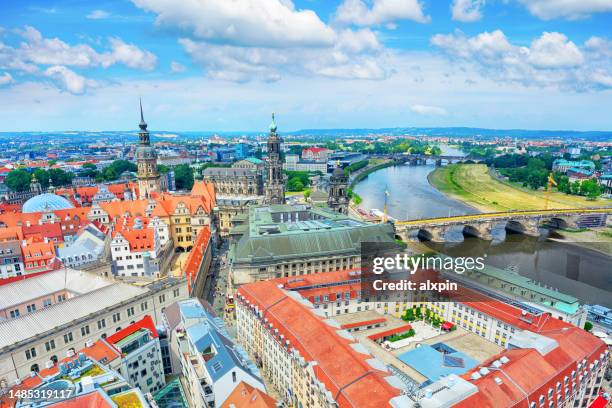 aerial view of dresden, germany - dresden germany stock pictures, royalty-free photos & images