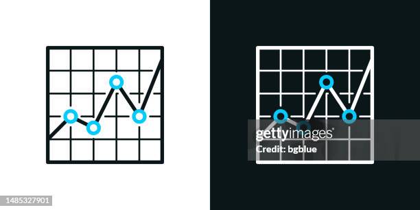 graph. bicolor line icon on black or white background - editable stroke - height difference stock illustrations