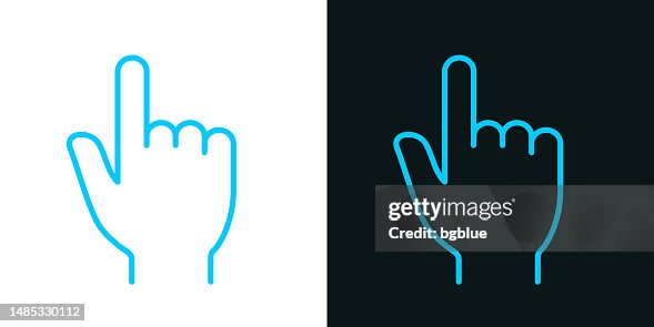 Hand cursor - pointer. Bicolor line icon on black or white background - Editable stroke Hand cursor - pointer. Bicolor line icon on black or white background - Editable stroke
