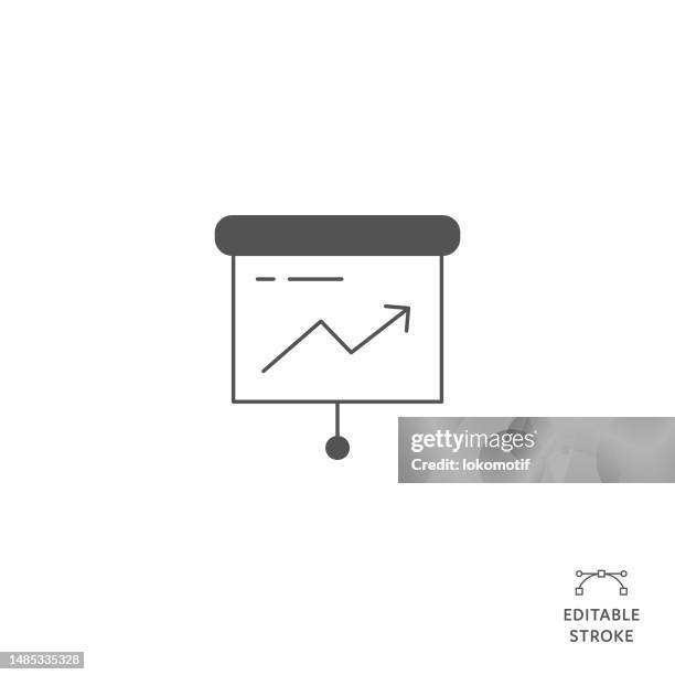 financial presentation flat line icon with editable stroke. the icon is suitable for web design, mobile apps, ui, ux, and gui design. - projector isolated stock illustrations