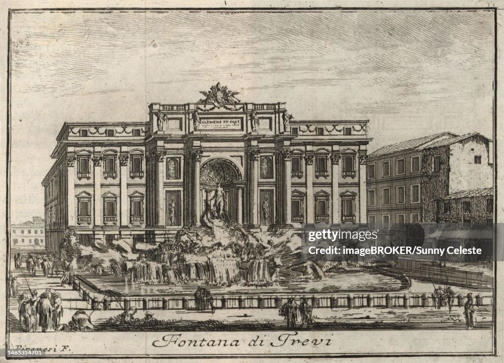Fontana di Trevi, Trevi Fountain, 1767, Rome, Italy, digital reproduction of an 18th century original, original date unknown