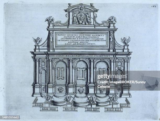 fontana paola, fontana dell'acqua paola, is a baroque fountain in rome on via garibaldi on the gianicolo, historic rome, italy, digital reproduction of an original 17th century design, original date unknown - acqua 幅插畫檔、美工圖案、卡通及圖標