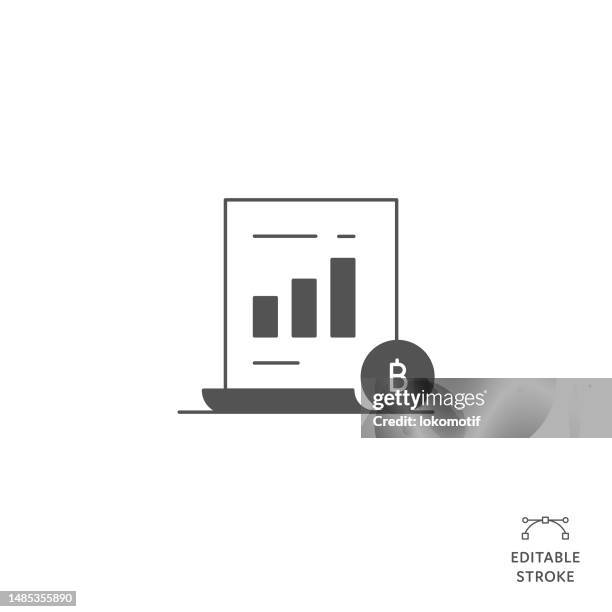 bitcoin market analysis flat line icon with editable stroke. the icon is suitable for web design, mobile apps, ui, ux, and gui design. - volatility graph stock illustrations