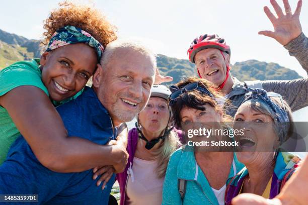 active senior selfies - small group of people outside stock pictures, royalty-free photos & images