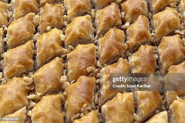 nut filled baklava. - middle east food stock pictures, royalty-free photos & images