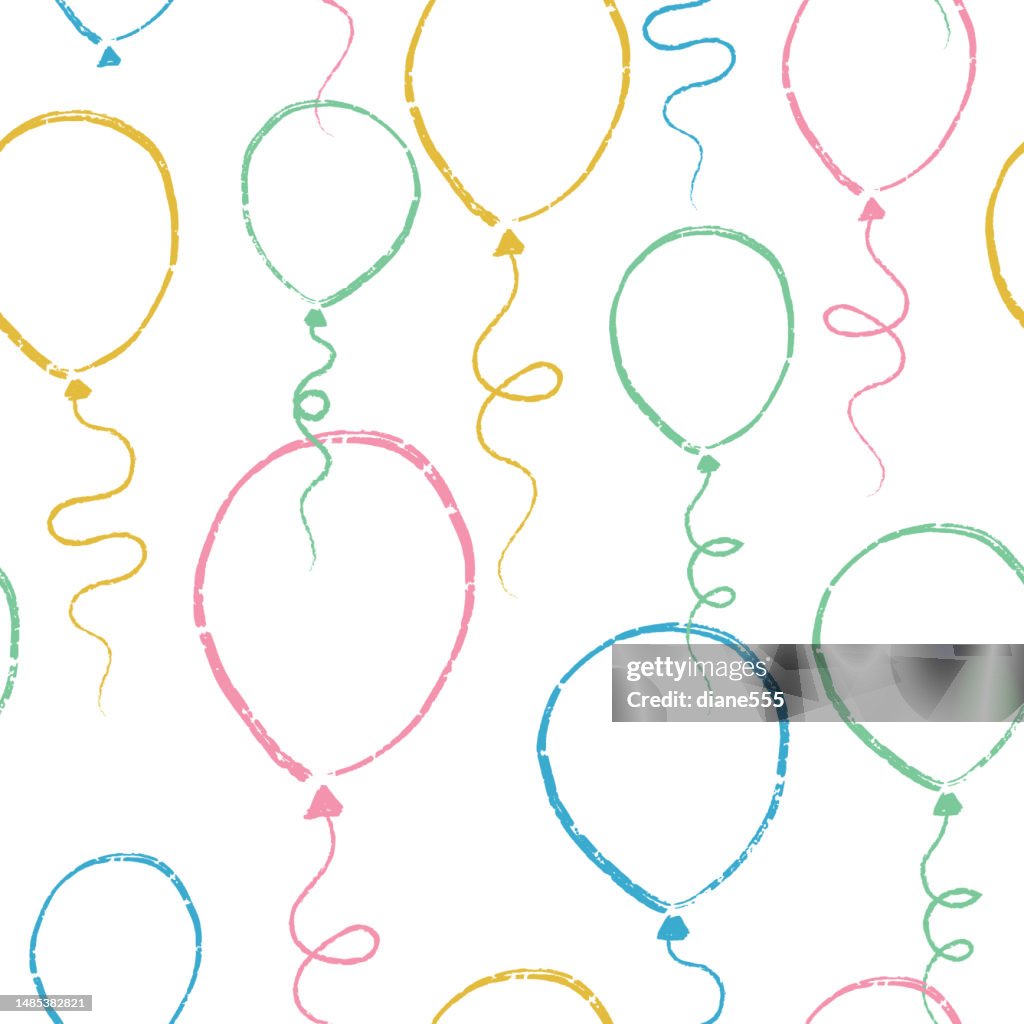 Balloon Pattern Texture Hand Drawn Textured Balloons Seamless Pattern High-Res Vector Graphic ...