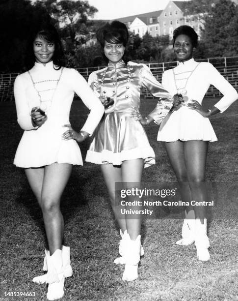 Three North Carolina College freshman majorettes. The group will perform with NCC's 120-piece marching band at all home games. From left to right:...