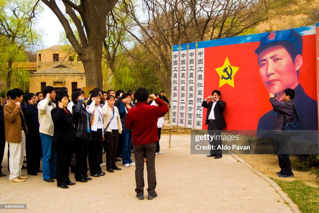 Group photo at Mao's headquarters during the Long March.