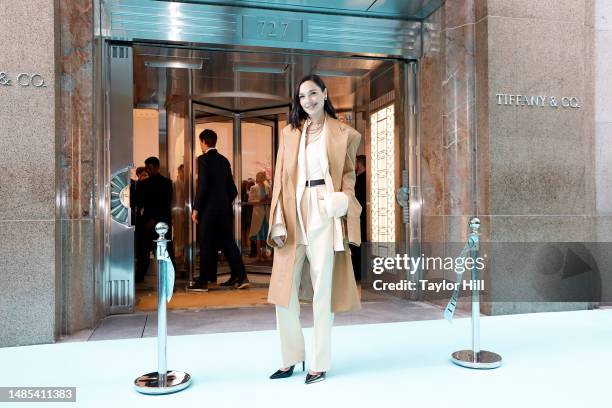 Gal Gadot attends the ribbon cutting celebrating the reopening of Tiffany & Co's "The Landmark" at 5th Avenue and West 57th Street on April 26, 2023...