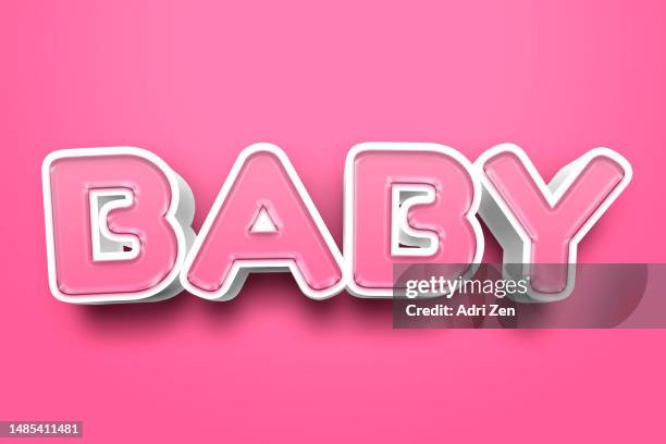 the word baby on a pink background - baby girls stock pictures, royalty-free photos & images