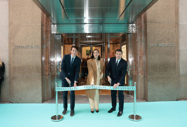 Alexandre Arnault, Executive Vice President of Tiffany & Co., Gal Gadot and Anthony Ledru, President and Chief Executive officer of Tiffany & Co. Cut...