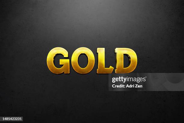 the word gold on a black background - metallic letters stock pictures, royalty-free photos & images