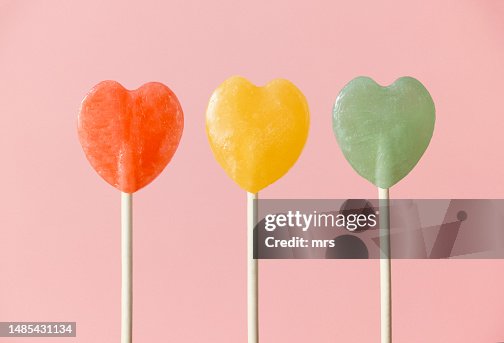 Heart shape lollypops in different colors Heart shape lollypops in different colors