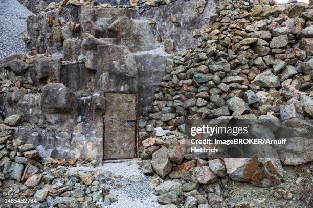 swiss military bunker for national defence, camouflaged in a boulder field on the albula pass, berguen, grisons, switzerland - military bunker stock pictures, royalty-free photos & images