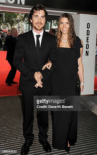 Actor Christian Bale and Sibi Blazic attend the European Premiere of 'The Dark Knight Rises' at Odeon Leicester Square on July 18, 2012 in London,...