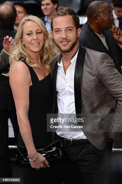Musician James Morrison attends European premiere of "The Dark Knight Rises" at Odeon Leicester Square on July 18, 2012 in London, England.