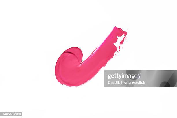 red pink magenta lipstick smear on white color background. viva magenta color of the 2023 year. - pink lipstick smear stock pictures, royalty-free photos & images