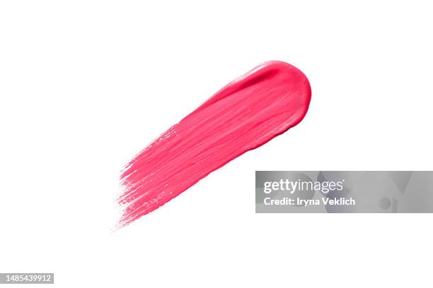 red pink magenta lipstick smear on white color background. viva magenta color of the 2023 year. - paint strip stock pictures, royalty-free photos & images