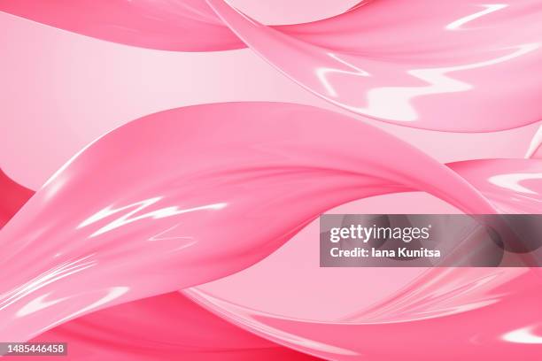 glossy pink splashes. rose color silk. 3d pattern. products for makeup and skin care. - cream band stock-fotos und bilder