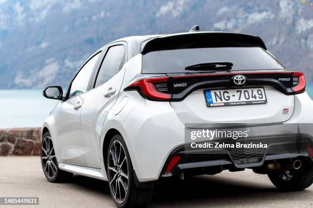 toyota yaris hybrid gr sport car - brezinska stock pictures, royalty-free photos & images