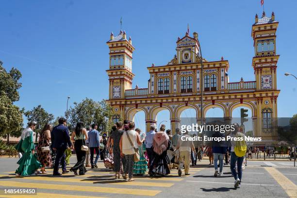 Despite the heat, a large number of people came to the fairgrounds of the Feria de Abril in Seville on the hottest day of the year on April 26, 2023....