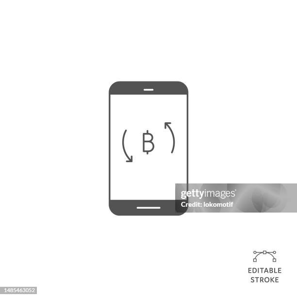 exchange bitcoin flat line icon with editable stroke. the icon is suitable for web design, mobile apps, ui, ux, and gui design. - value stream stock illustrations