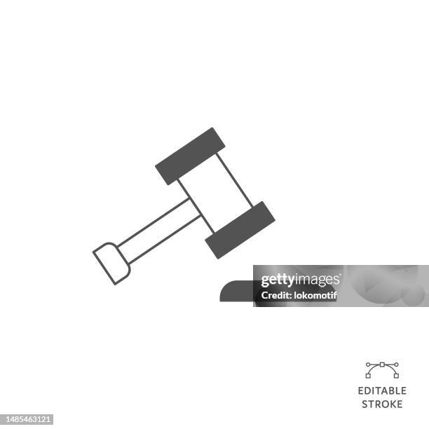 judgment flat line icon with editable stroke. the icon is suitable for web design, mobile apps, ui, ux, and gui design. - courtroom technology stock illustrations