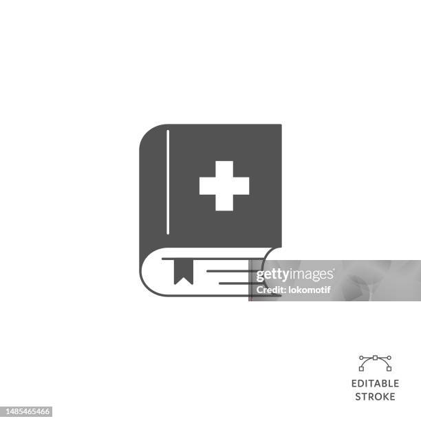 first aid manual flat line icon with editable stroke. the icon is suitable for web design, mobile apps, ui, ux, and gui design. - med students stock illustrations