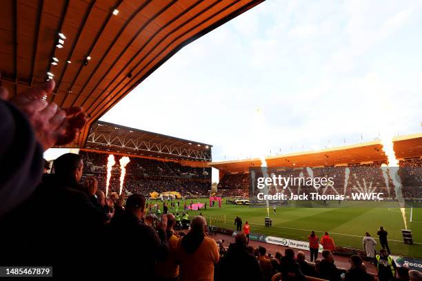 General view inside the stadium as both team's walk out ahead of the Premier League match between Wolverhampton Wanderers and Crystal Palace at...