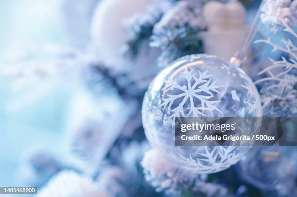 close-up of christmas decoration,romania - empty snow globe stock-fotos und bilder