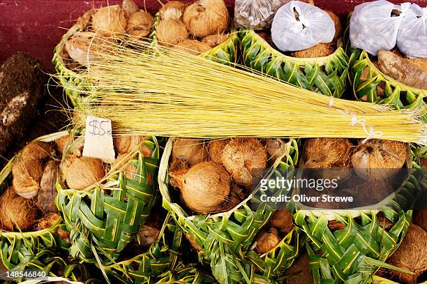 coconuts for sale at central market. - nukualofa fotografías e imágenes de stock