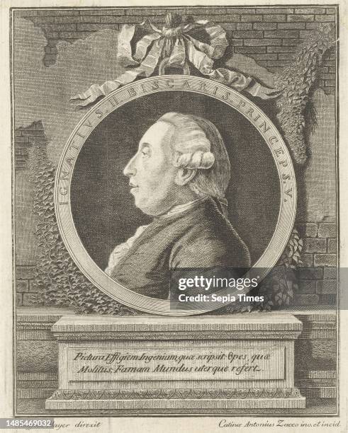 Portrait of Ignazio Paterno Castello, Prince of Biscari, print maker: Antonio Zacco, , Antonio Zacco, , publisher: Aloysius Mayer, , Italy, 1757 -...