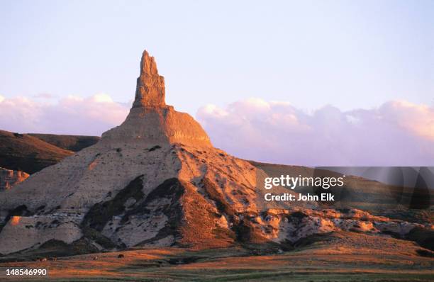 sunset at chimney rock. - nebraska stock pictures, royalty-free photos & images