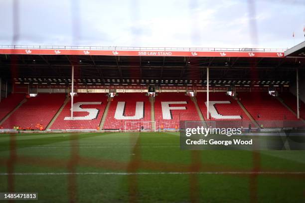 General view inside the stadium prior to the Sky Bet Championship between Sheffield United and West Bromwich Albion at Bramall Lane on April 26, 2023...