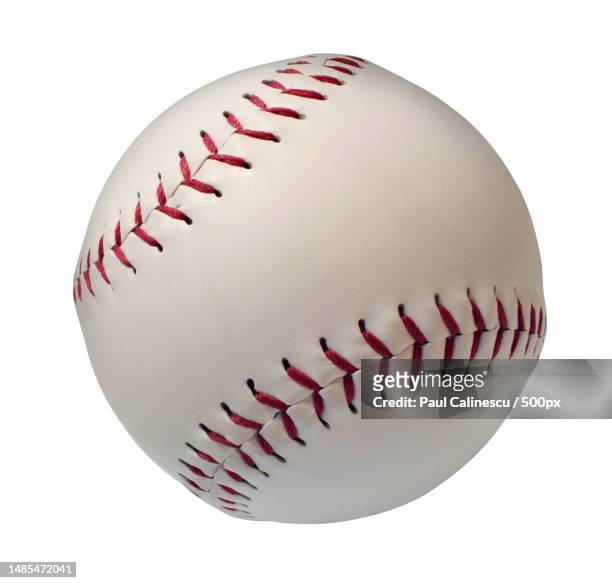 close-up of baseball over white background,romania - baseball equipment stockfoto's en -beelden