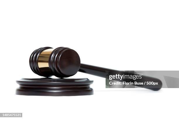 close-up of gavel against white background,romania - legal icons stock pictures, royalty-free photos & images