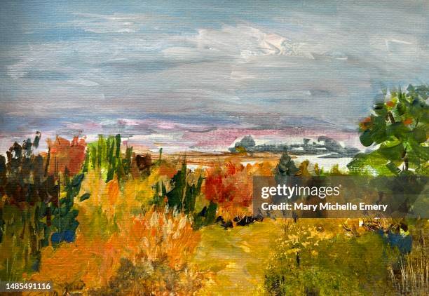 autumn landscape - lush stock illustrations