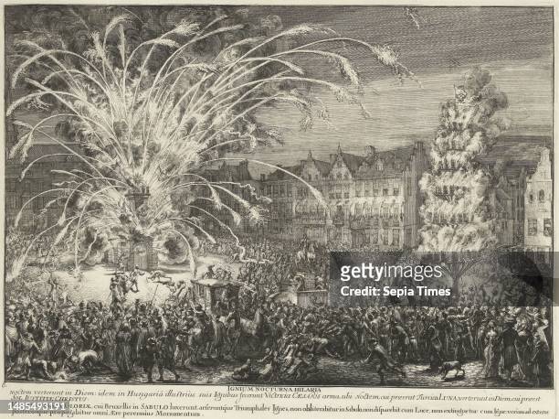 Fireworks at the Entry of Leopold I into Brussels Romeyn de Hooghe, 1686 - 1687, Fireworks at the Entry of Leopold I into Brussels, 1686. In a packed...