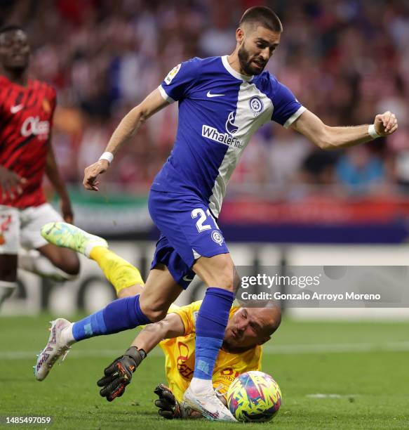 Yannick Ferreira Carrasco of Atletico Madrid scores the team's third goal during the LaLiga Santander match between Atletico de Madrid and RCD...