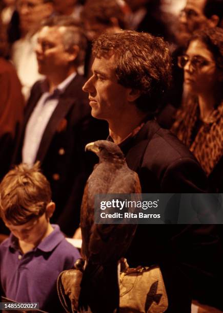 Robert F. Kennedy, Jr., environmental lawyer, anti-vaxxer and democratic candidate for the presidential nomination in 2024, holding his eagle while...