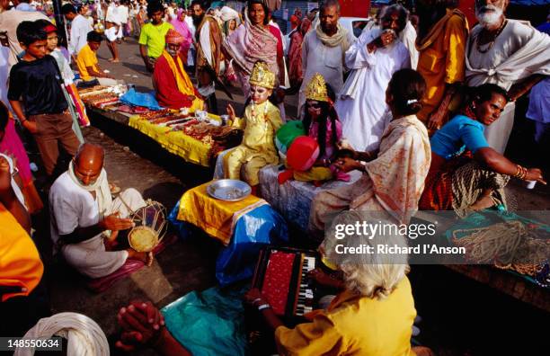 group of hindu devotees at tapovan fair ground during khumb mela. - nashik stock pictures, royalty-free photos & images