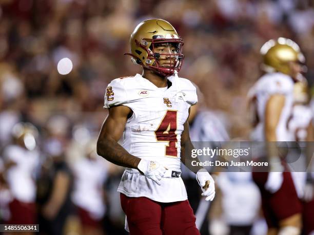 Wide Receiver Zay Flowers of the Boston College Eagles during the game against the Florida State Seminoles at Doak Campbell Stadium on Bobby Bowden...