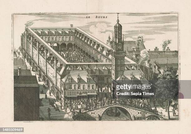 View of Hendrik de Keyser's stock exchange in Amsterdam, The stock exchange , print maker: anonymous, publisher: Jacob van Meurs, , Amsterdam paper,...