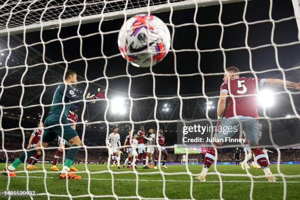 General view as Joel Matip of Liverpool scores the team's second goal as Lukasz Fabianski of West Ham United fails to make a save during the Premier...