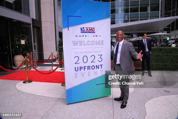 Byron Allen arrives at the Allen Media Group upfront presentation at Avra on April 26, 2023 in New York City.