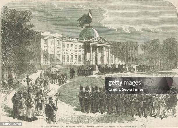 Funeral of Crown Prince Leopold Funeral procession of the prince royal of Belgium leaving the Palace of Laeken , Funeral of the Belgian Crown Prince...