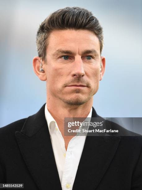 Ex Arsenal footballer Laurent Koscielny the Premier League match between Manchester City and Arsenal FC at Etihad Stadium on April 26, 2023 in...