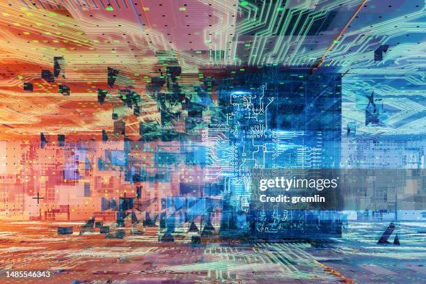 image abstraite de cloud computing - quantum computer photos et images de collection